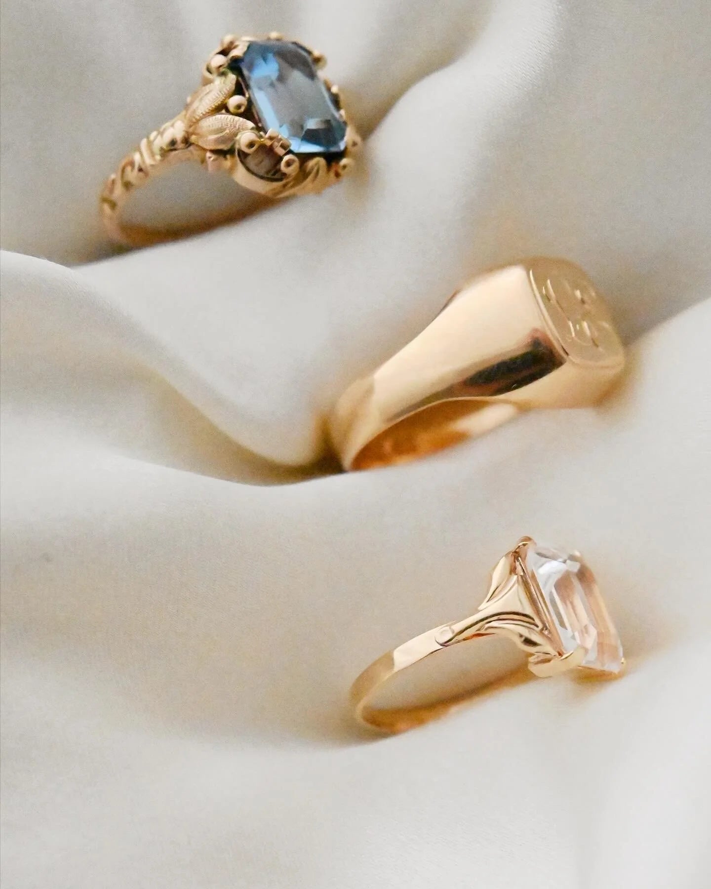Pick Your Dream Ring 💙🤍💛 Swedish Vintage Rings 18K Gold Mid 1900s