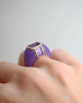 Superb Vintage Lavendar Dream Cocktail Ring Jade Amethyst 14K Gold