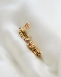 Stunning Half Hoop Studs w Natural Emerald Diamond Sapphire Ruby in 18K Gold 1980s