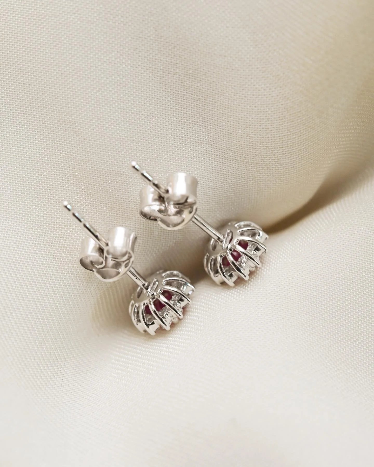 Irresistible Ruby and Diamond Earrings 18K White Gold Estate