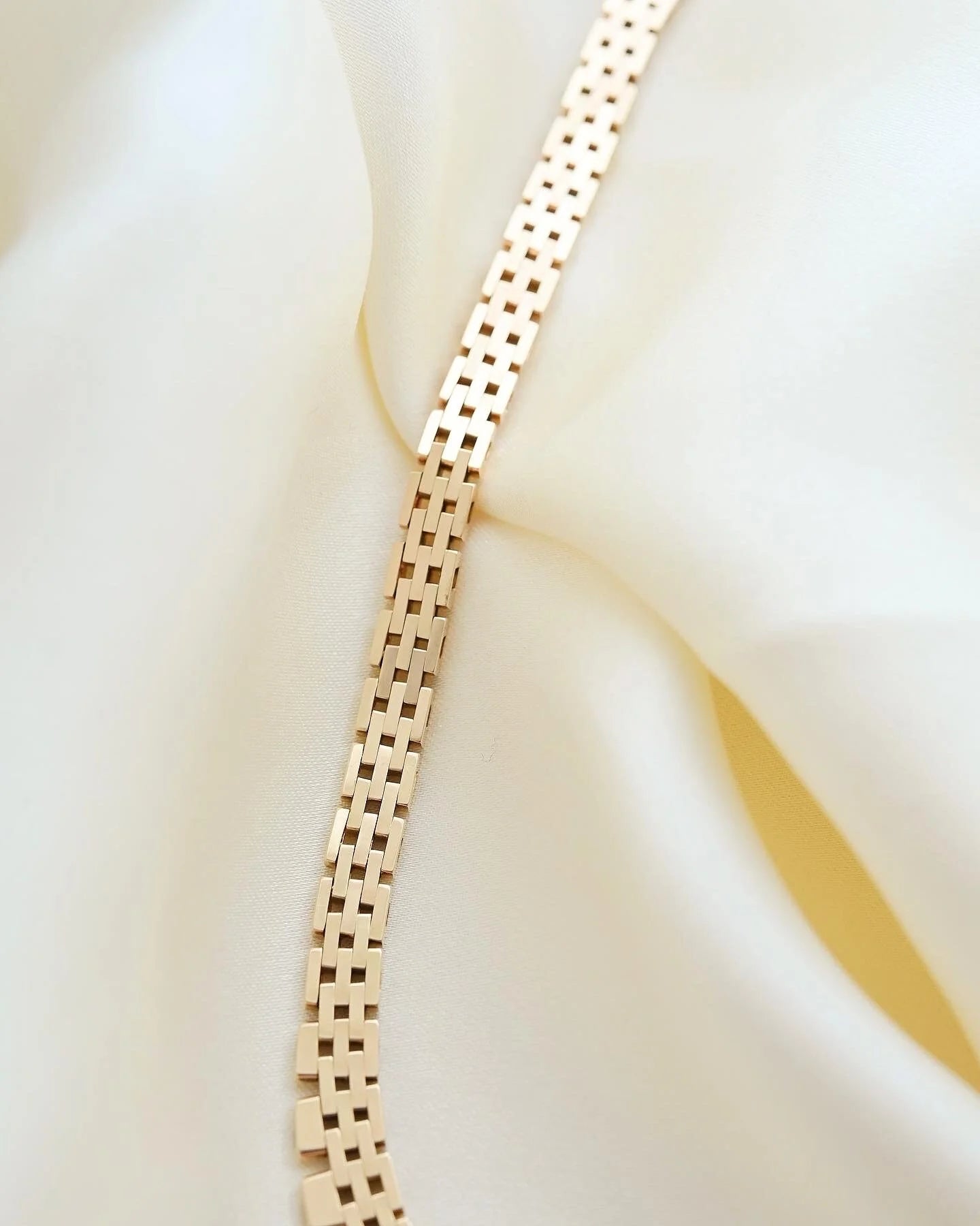 Beautiful Danish Brick Link Necklace by John Viggo Andersen 14K Gold 1960s