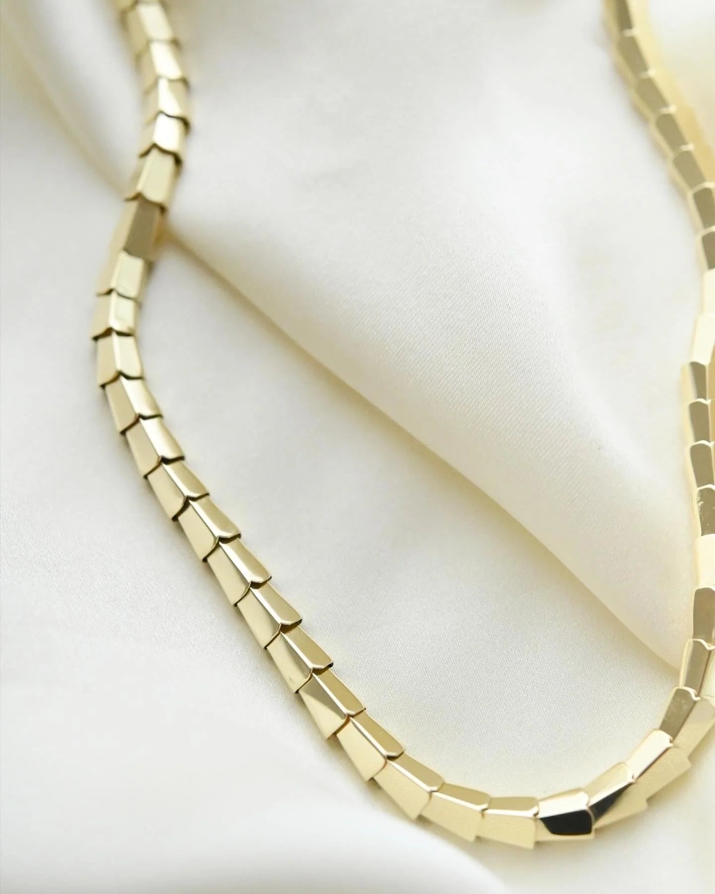 Brilliant Flexible Snake Necklace Danish Vintage 14K Gold 1970s