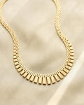 Beautiful Danish Graduated Brick Link Necklace 14K Gold 1960s
