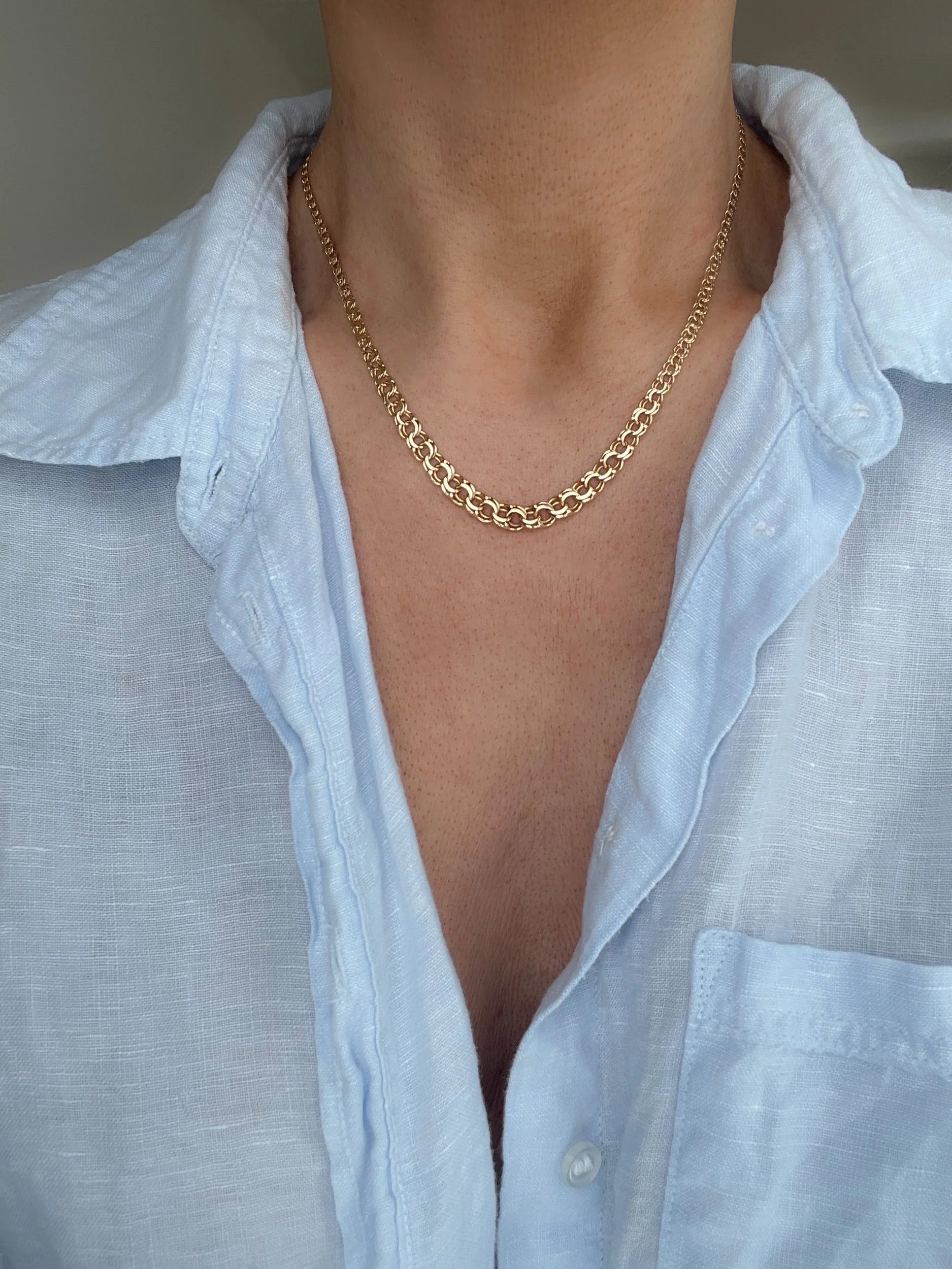 Beautiful 6.5 mm 18K Gold Bismarck Chain Vintage From