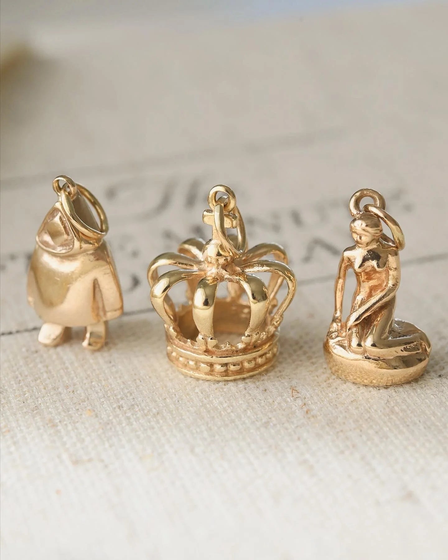 Selling individually! Three Gorg Danish Vintage Pendants/Charms 8-14K Gold 1960s