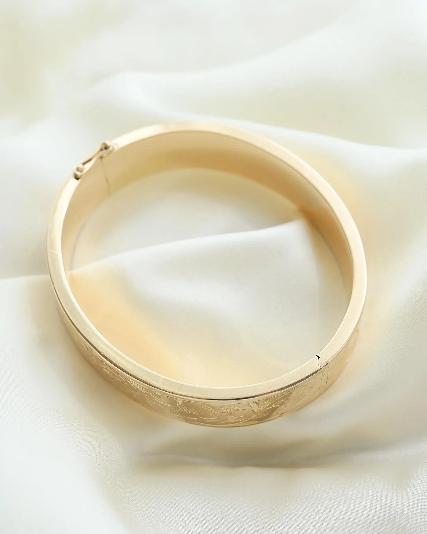 Danish Engraved Bangle by Carl Anton Koch 14K Gold
