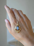 Special Big Mid Century Topaz Pendant and Chain 18K Gold