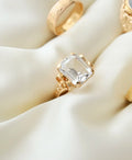 Exquisite Vintage Swedish Emerald Cut Quartz Ring 18K Gold 1955