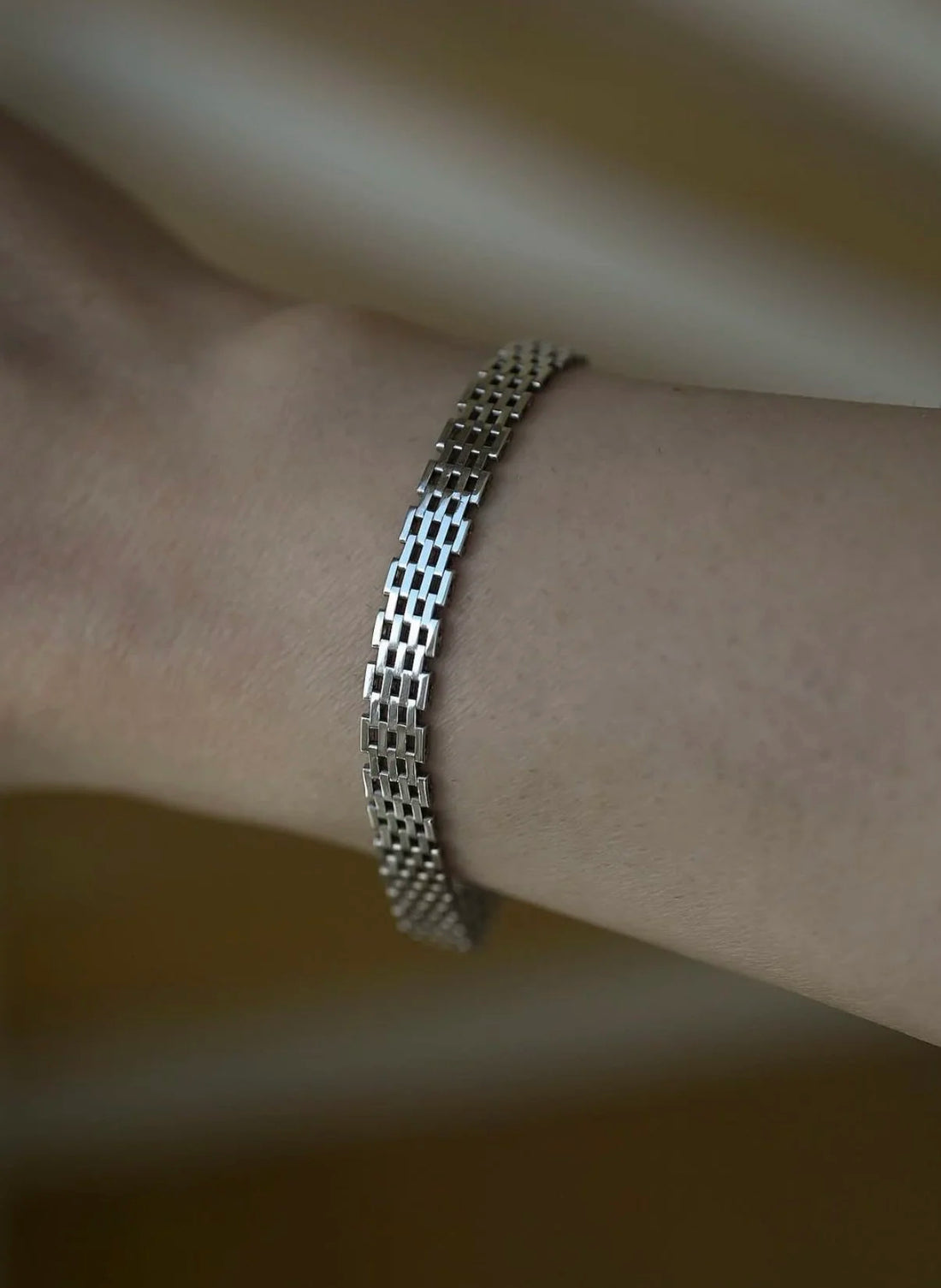 Beautiful Danish Vintage Brick Link Silver Bracelet