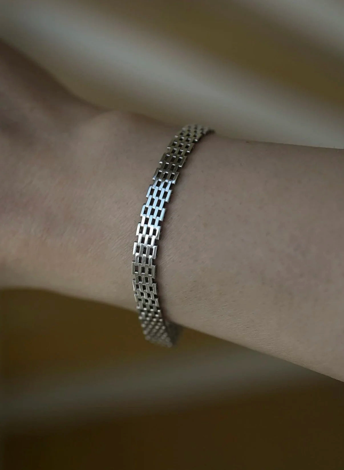 Beautiful Danish Vintage Brick Link Silver Bracelet