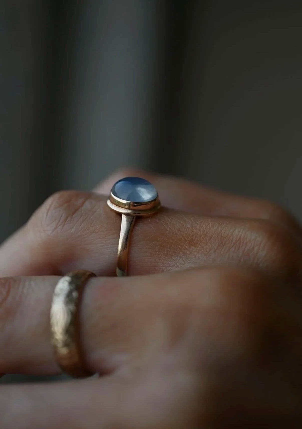 Ethereal Vintage Cabochon Ring 14K Gold 1958