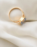 Big Ocean Blue Topaz Ring 18K Gold 1956