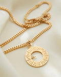 Vintage Pisces Zodiac Wheel Pendant 18K Gold