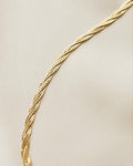 Beautiful Two Sided Special Braided Herringbone Necklace 18K Gold