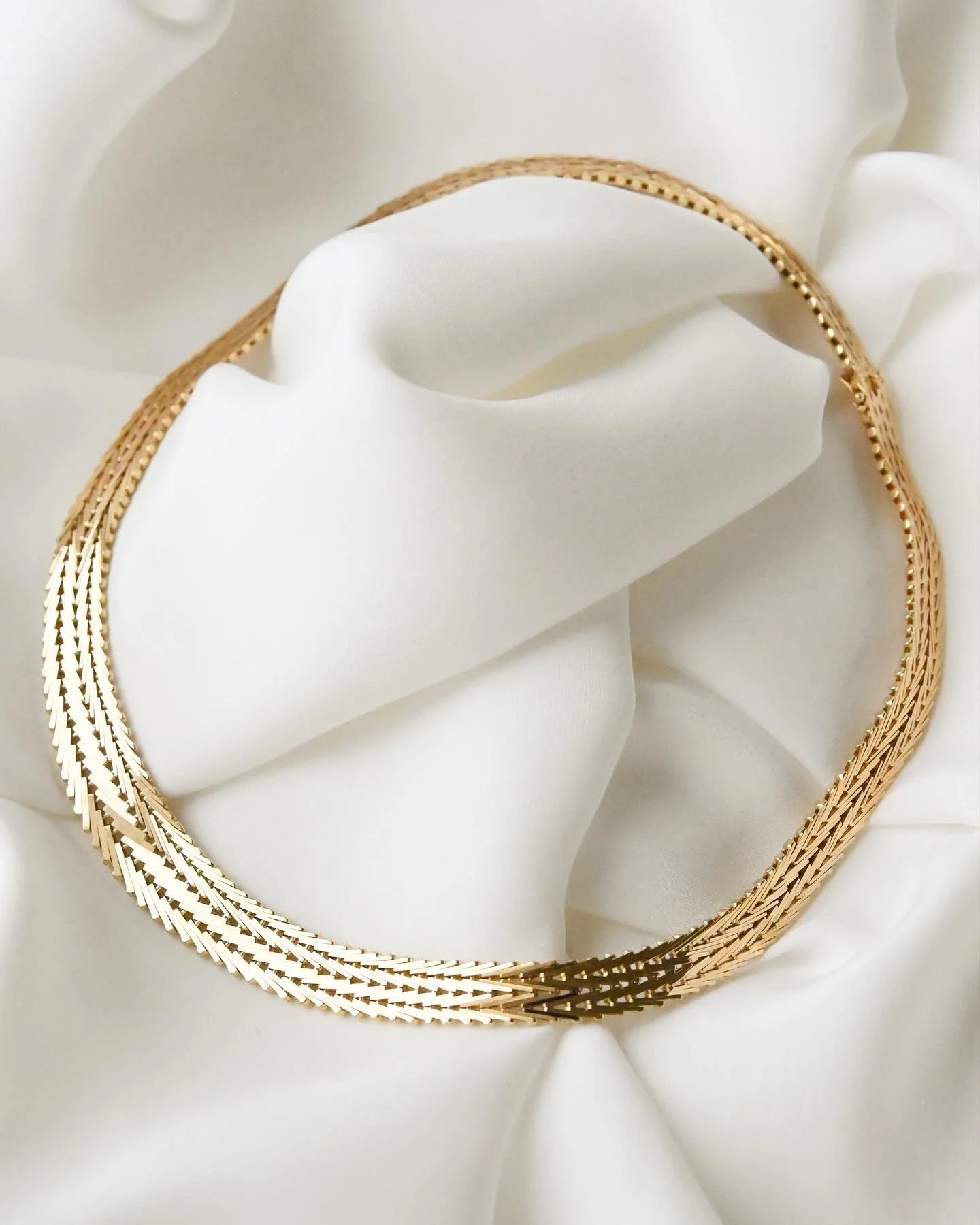 Sexy Luxurious Double Row Vintage Collier Necklace Denmark 1960s 14K Gold