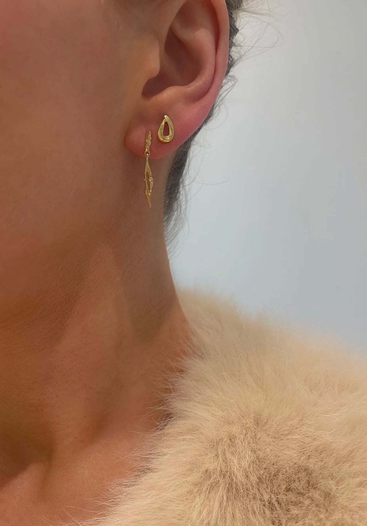 Vintage 18k Gold Sculptural Drop Earrings Sweden 1960s
