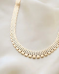 Wide Heavy 34 Grams Brick Link Necklace 14K Gold 1960s