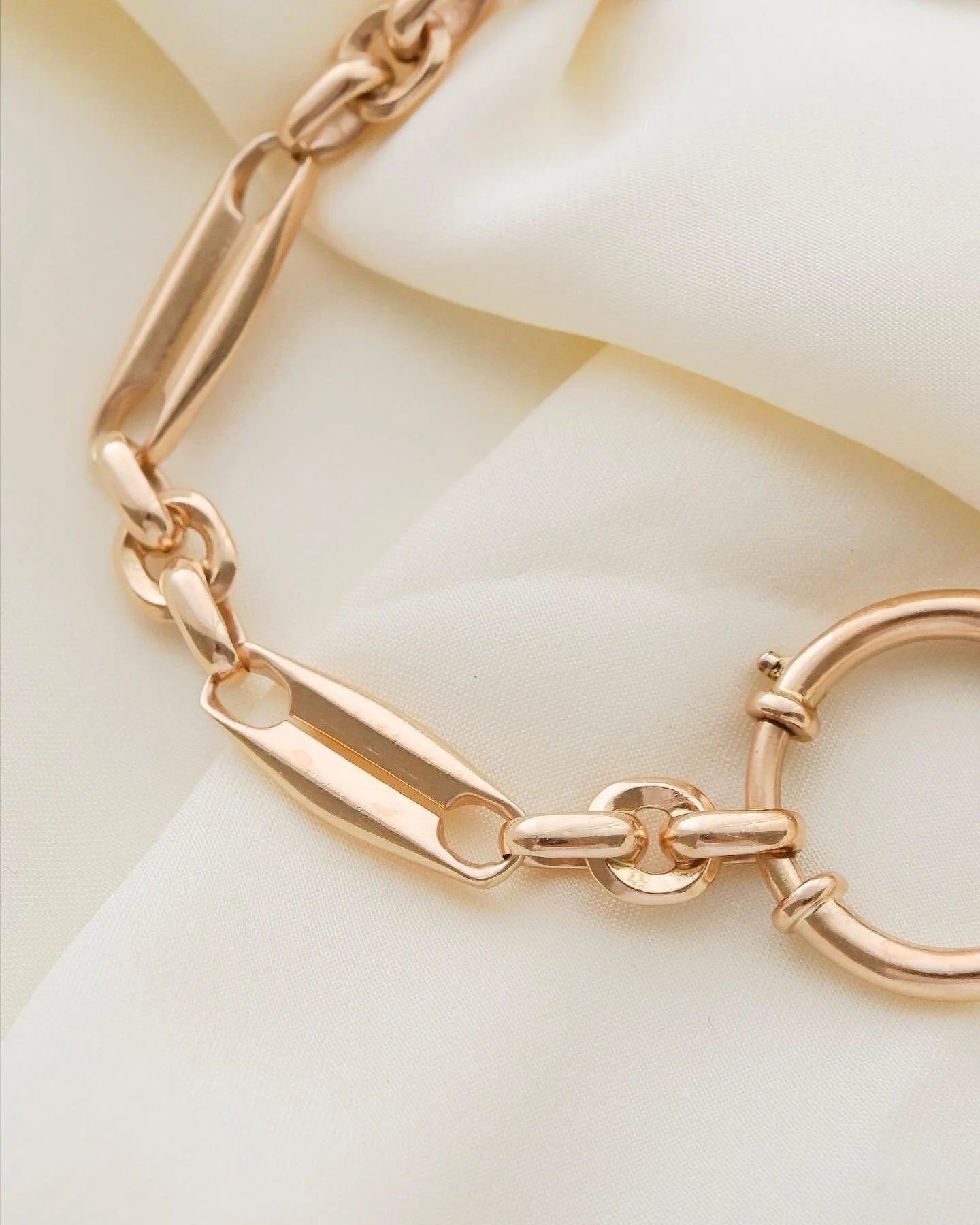 Glowing Perfect Antique Watch Chain Bracelet 14K Rose Gold 1920s