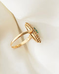 Perfect Antique Navette Emerald and Diamond Ring by CG Hallberg 18K Gold 1910s