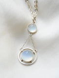 Ethereal Magical Moonstone Silver Vintage Pendant w Chain