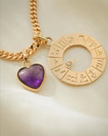 Puffy Amethyst Heart Pendant/ Charm 18K Gold