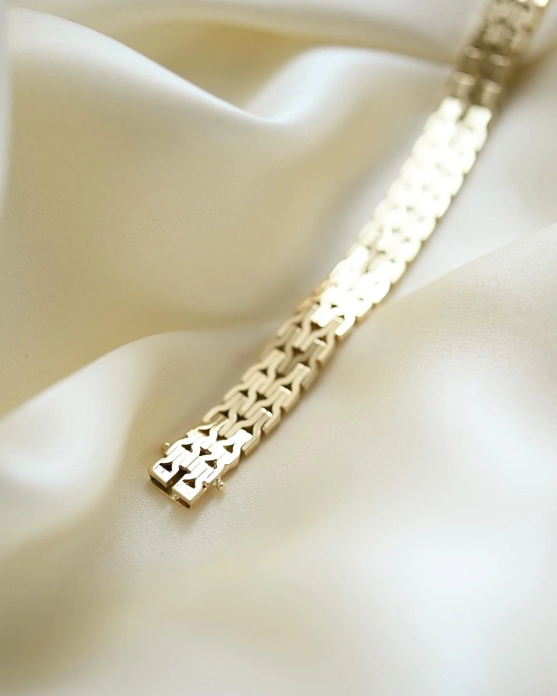 Heavy Vintage Danish Two Row Y Link Bracelet 14K Gold