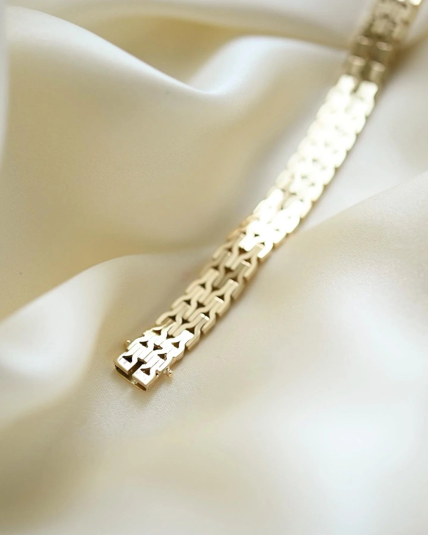 Heavy Vintage Danish Two Row Y Link Bracelet 14K Gold