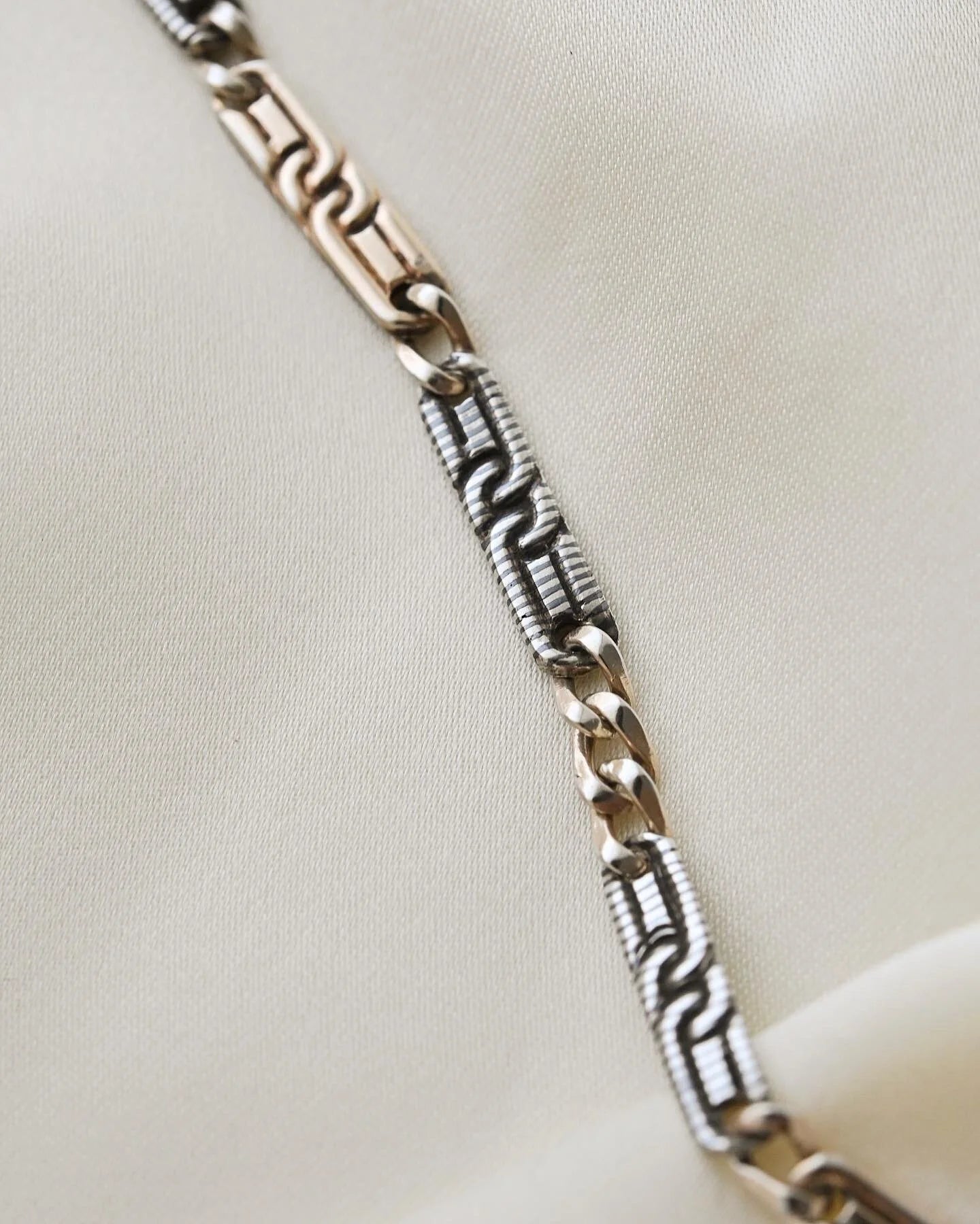 Antique Niello Silver Watch Chain w Horse Shoe and Extra Bolt Clasp 1890