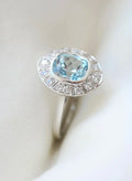 A Vision In Blue Aquamarine x Diamond Halo Ring 18K White Gold