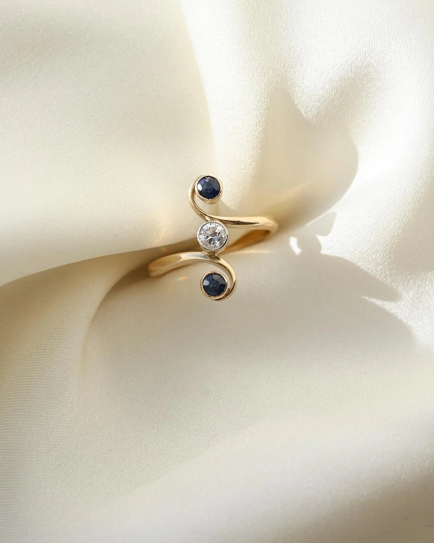 Antique Toi et Moi Ring By Holger Fischer 14K Gold 1930s