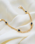 Amazing Star Sapphire Cabochon Vintage Curb Bracelet 18K Gold