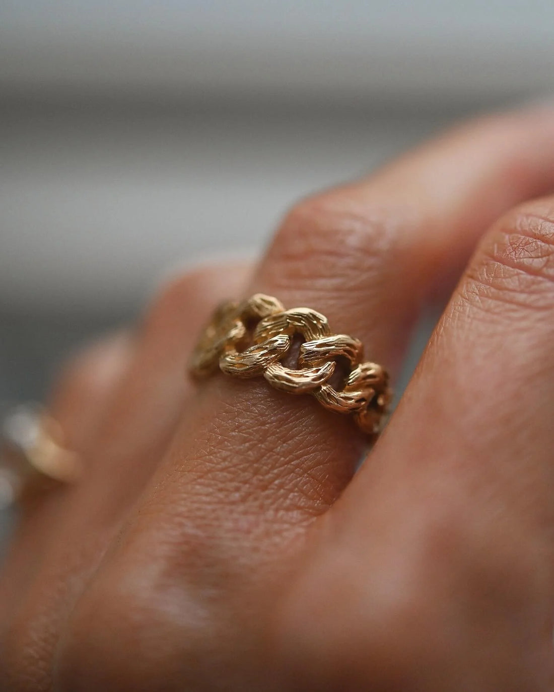 Swedish Mid Century Link Ring 18K Gold 1960s