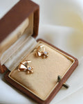 The Cutest Antique Earrings w Clear Quartz Original Box 18K Gold 1920