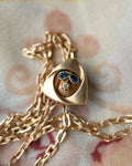 Ultra Long Antique Chain w Dog Clip and Slider 14K