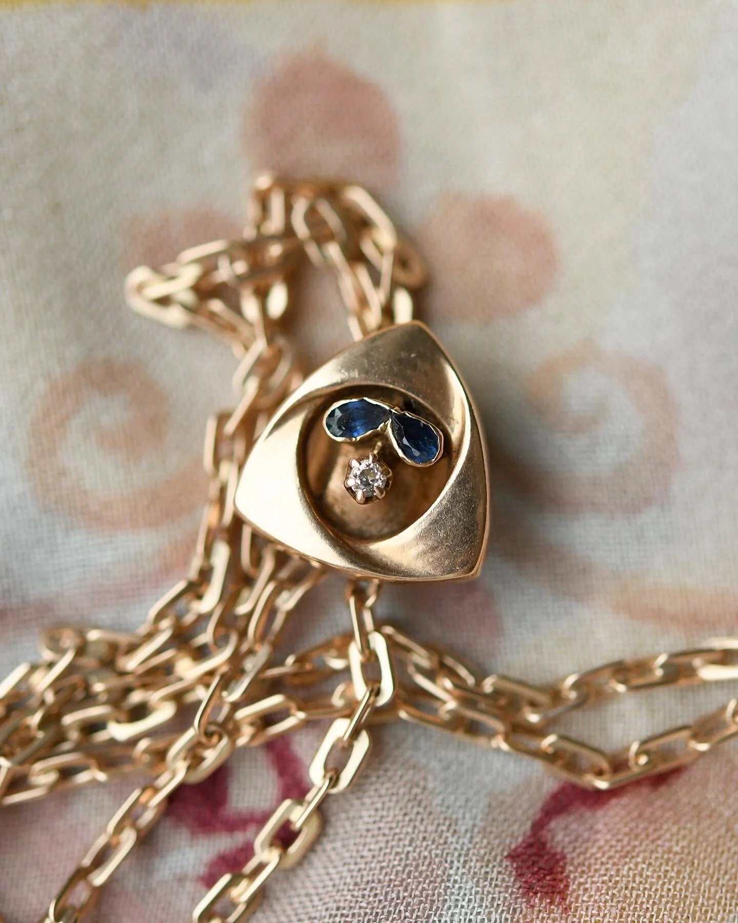 Ultra Long Antique Chain w Dog Clip and Slider 14K