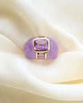 Superb Vintage Lavendar Dream Cocktail Ring Jade Amethyst 14K Gold