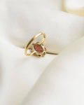 Antique Cluster Ring Tourmaline Diamond x Ruby In Platinum And 18K Gold 1920s