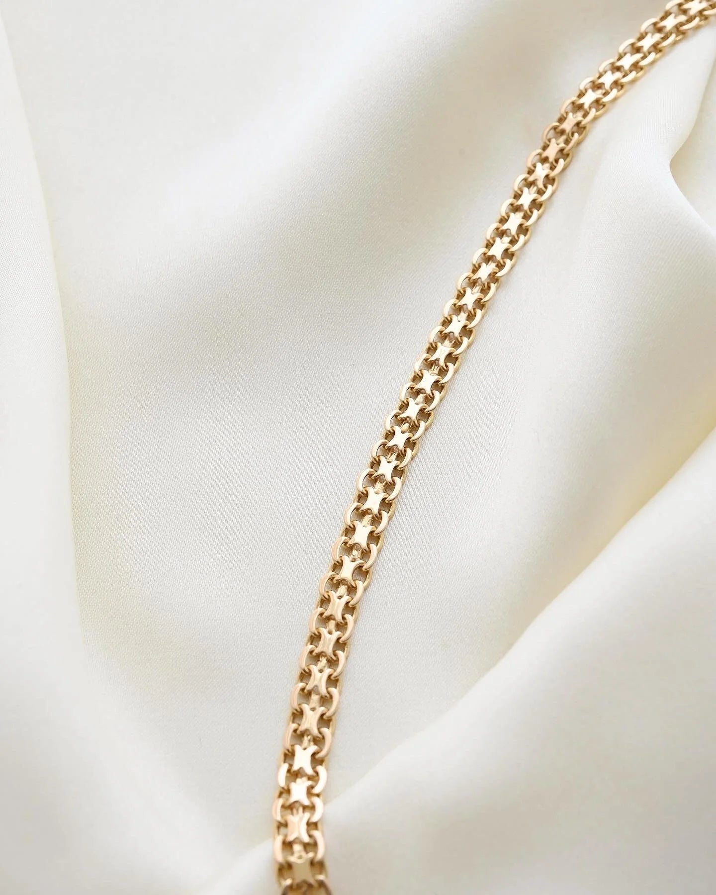 Swedish Vintage Star X Link Necklace 18K Gold 1953