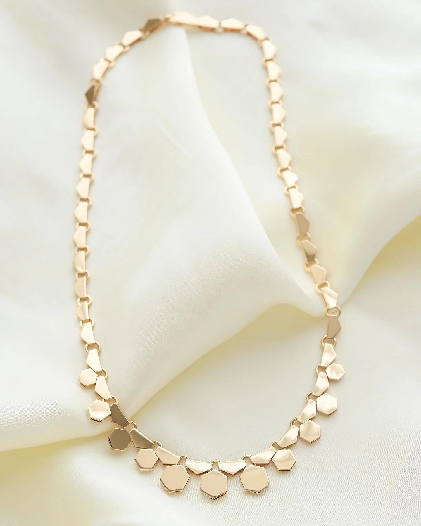 You Will Never Meet Anyone With This Danish Vintage Octagon Link Necklace 14K Gold 1960