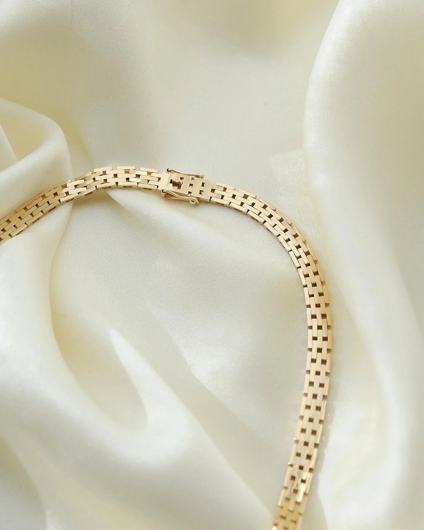 Stunning Brick Link Necklace 14K Gold 1960
