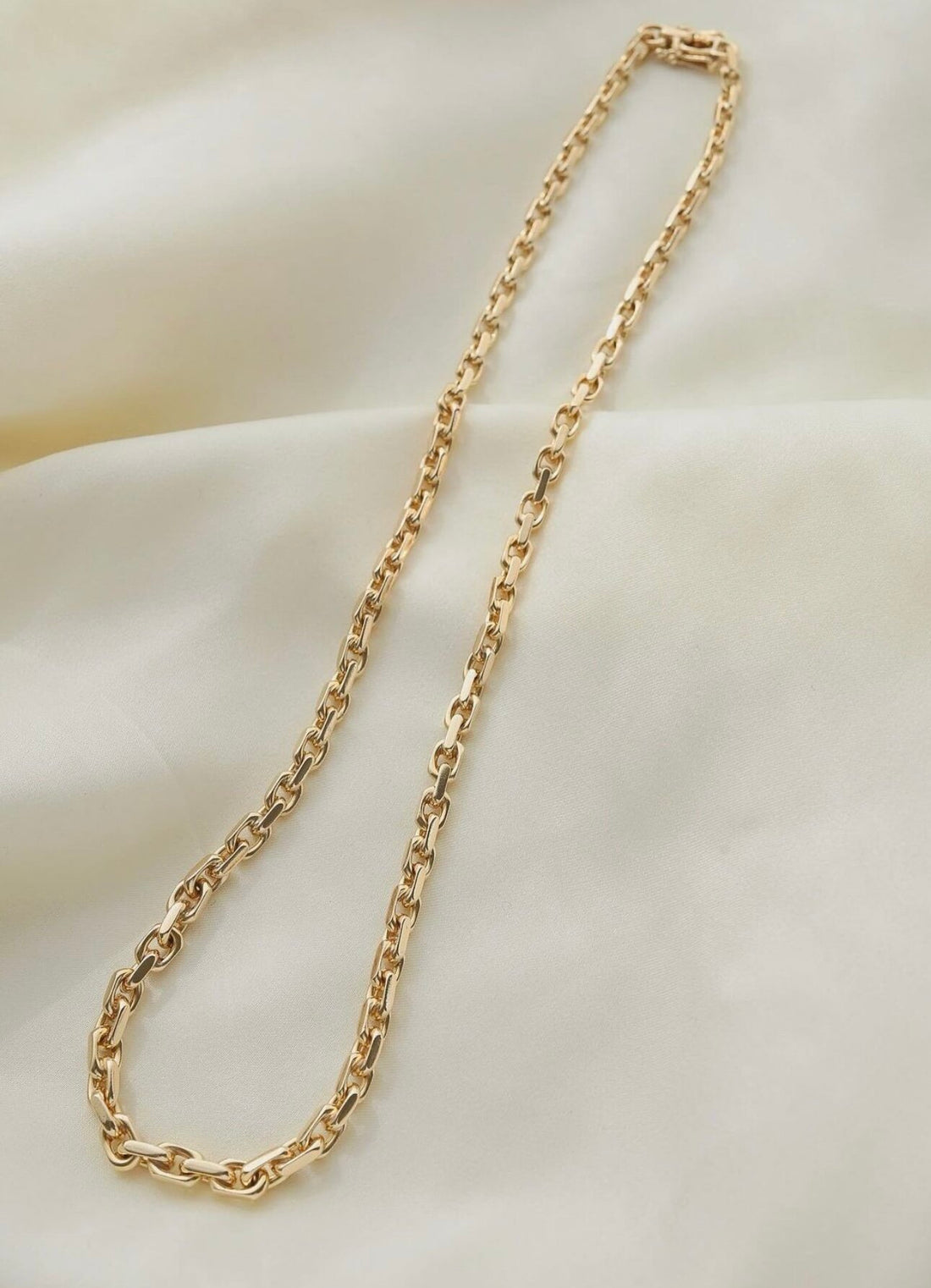 Head Turned Anchor Link Necklace Danish Vintage 14K Gold 1970