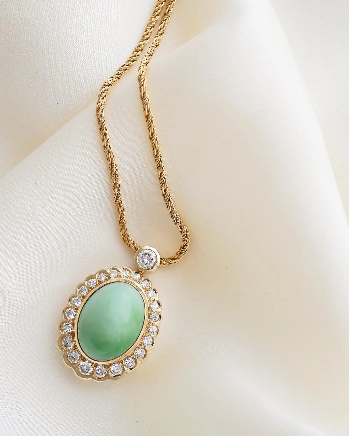 The Biggest Baddest Jade and 1.78 Diamond Pendant With Chain 14K Gold