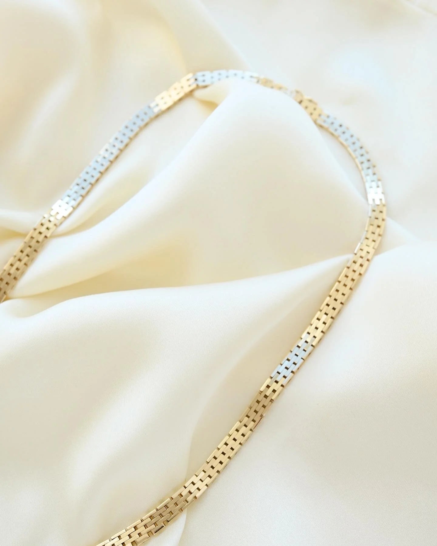 Stunning Brick Link Necklace 14K Gold 1960