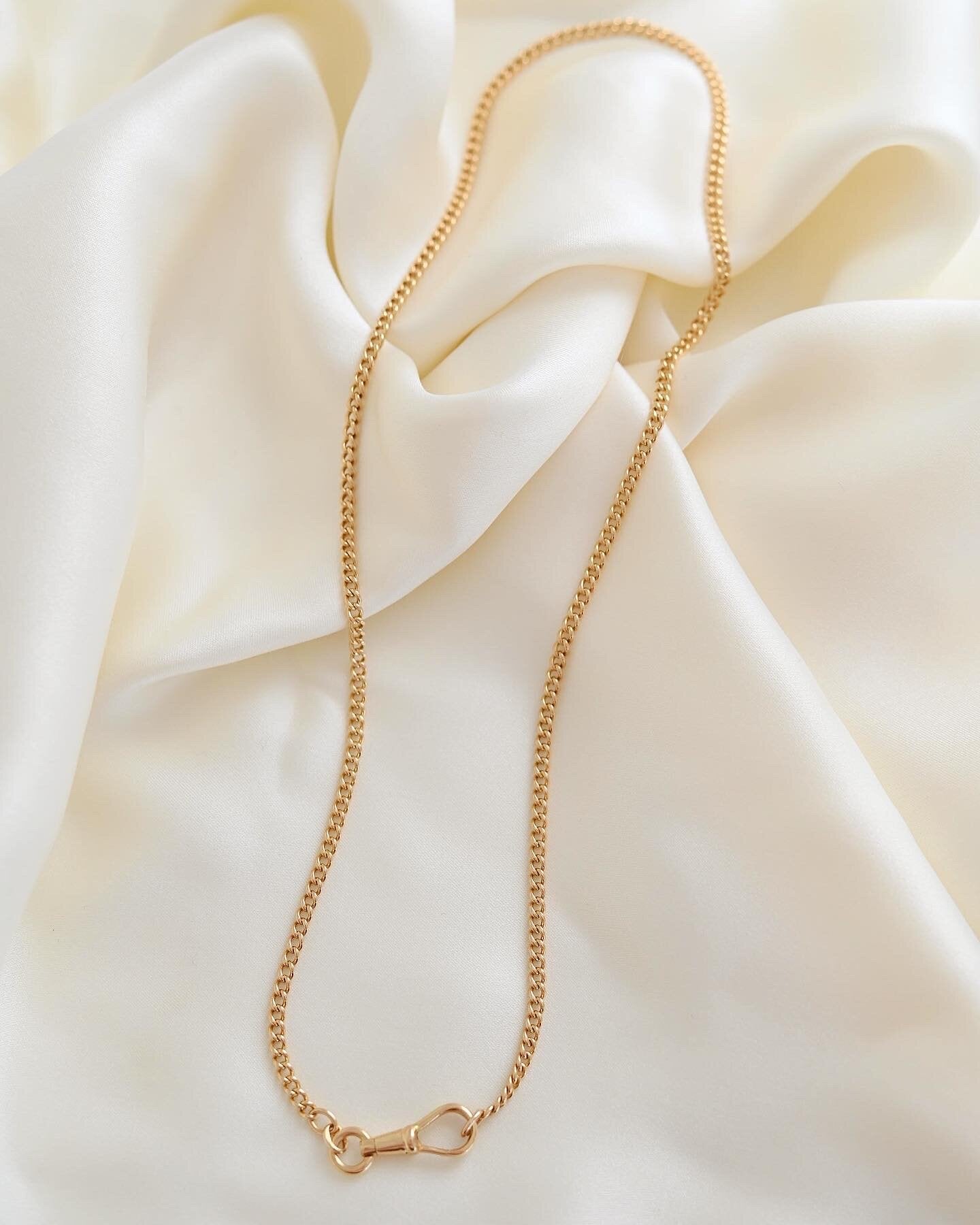 Long Antique 18.4 Inches Swedish Watch Chain 18K Gold