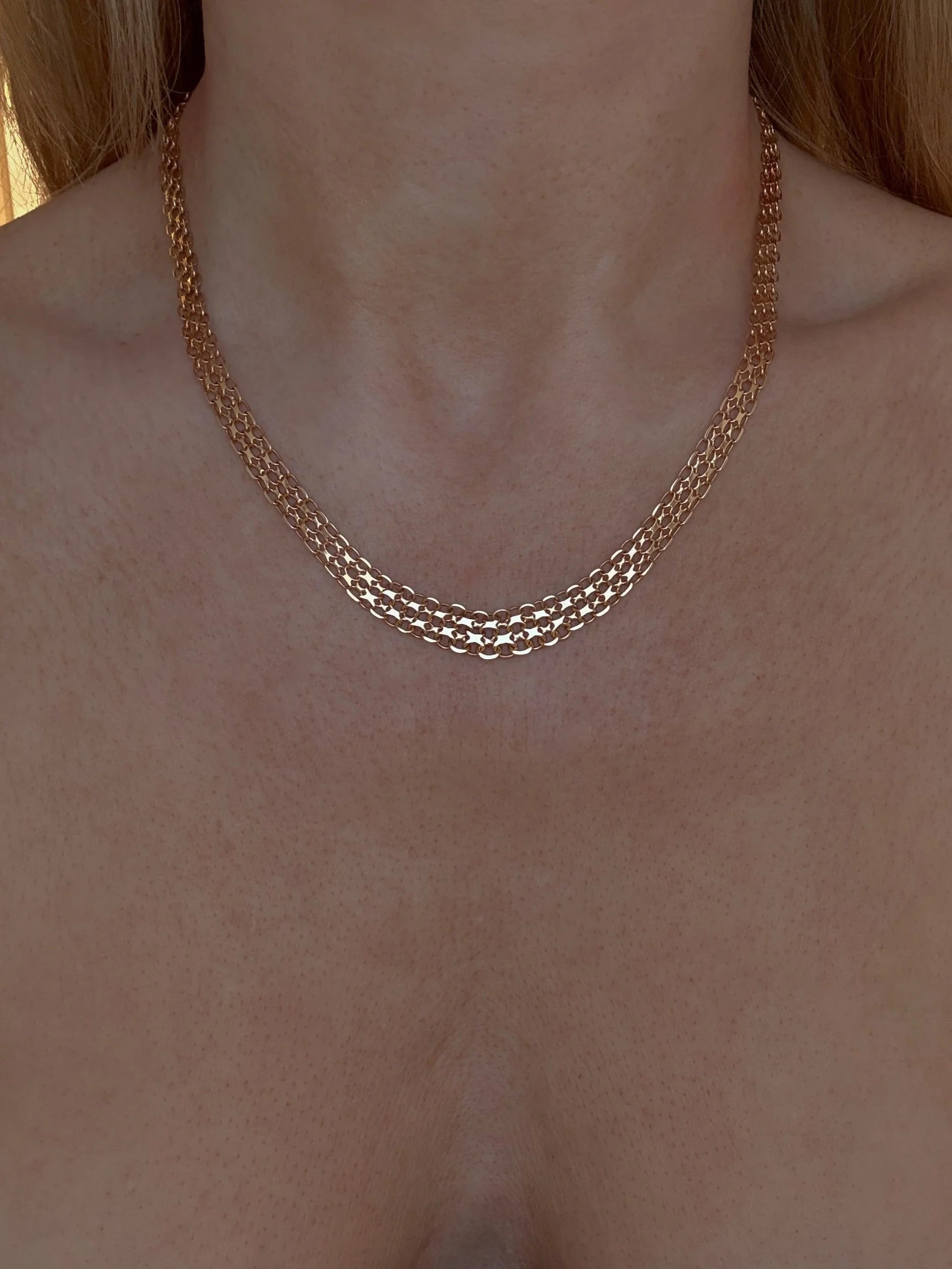 Perfect Star Link Necklace Swedish Vintage Mid 1900s 18K Gold