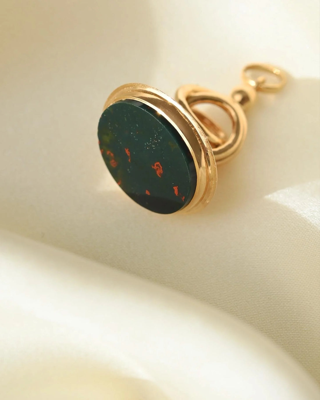 Rare Antique Bloodstone Watch Fob Seal 18K Gold 1910s