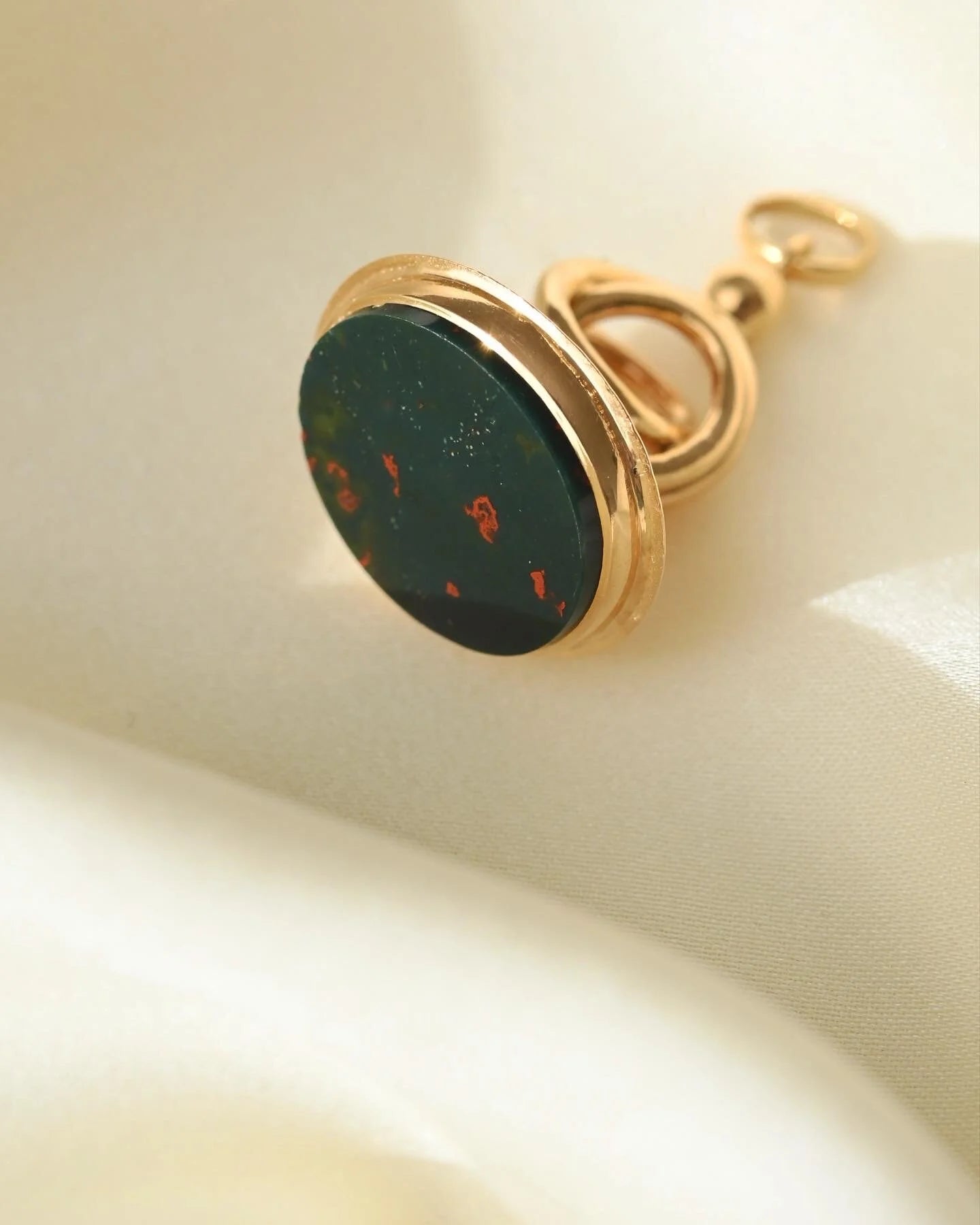Rare Antique Bloodstone Watch Fob Seal 18K Gold 1910s