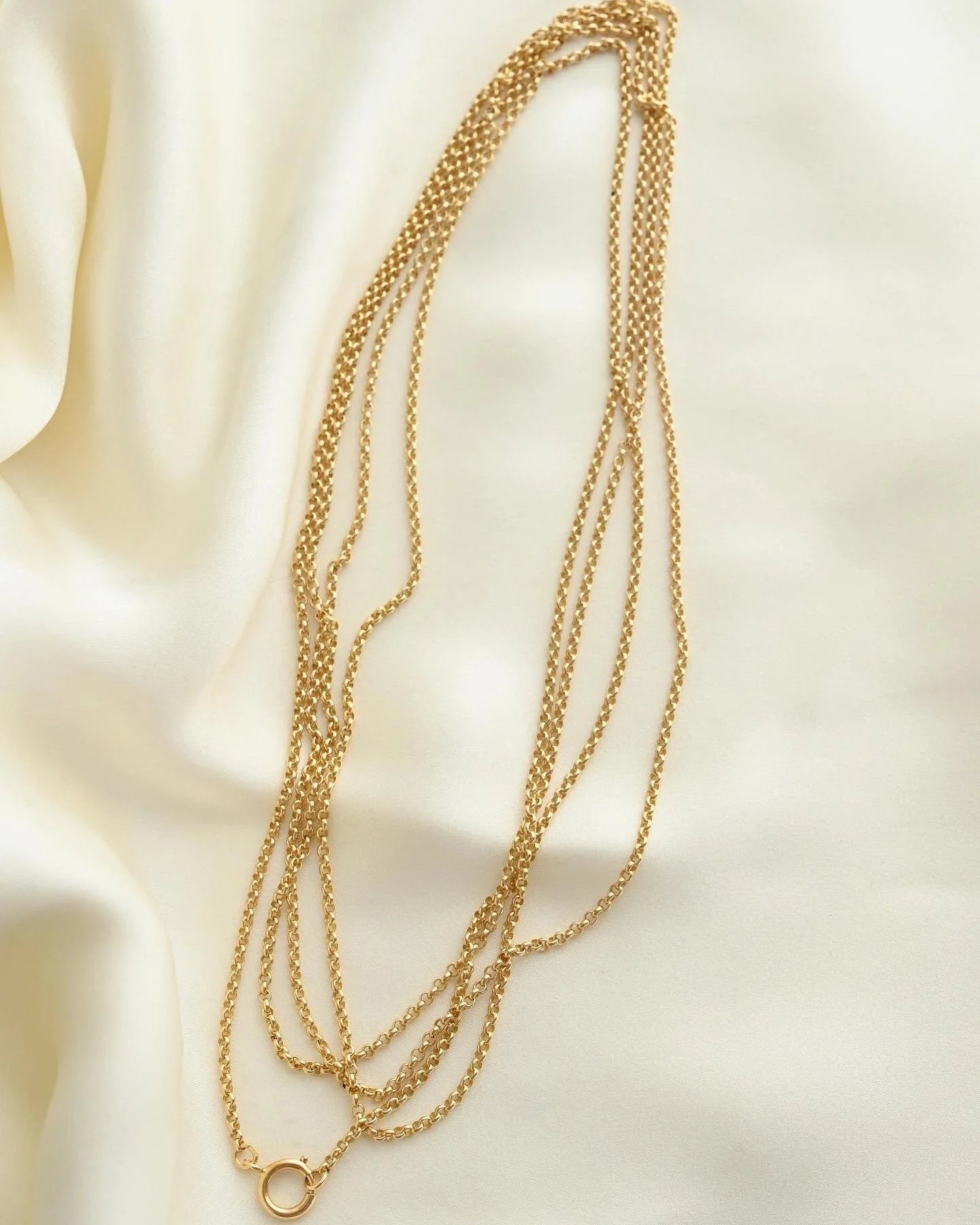 68 Inches / 172 cm Long Antique Belcher Chain w Bolt Clasp 18K Gold
