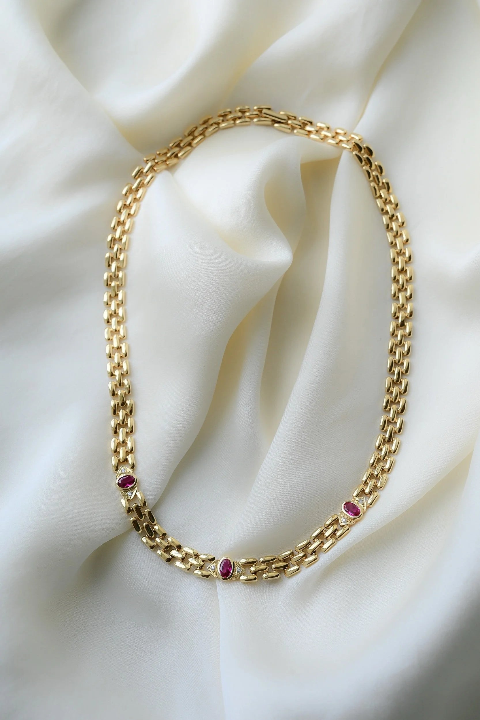 Fierce Vintage Panther Link Choker 15.5 Inches 14K Gold
