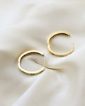 Big Vintage Hoops Huggies Emerald And Diamond 14K Gold